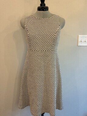 Loft Sleeveless Geometric Print Dress – Black & White – Size 6P
